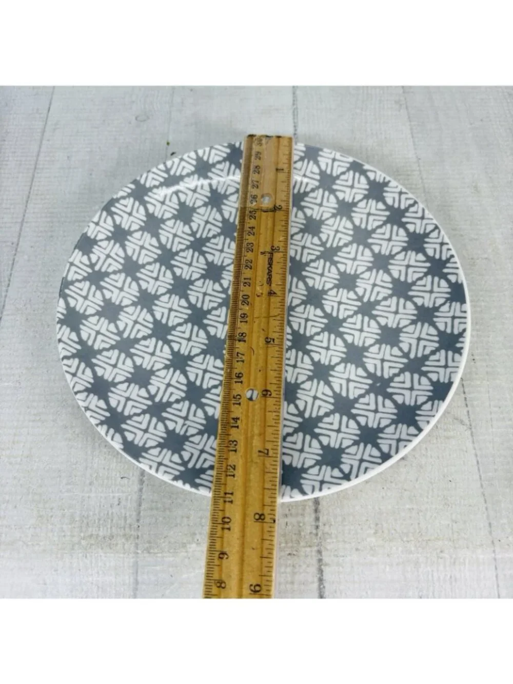 Mainstays Gray & White ABSTRACT FLORAL MIX MATCH Ceramic Lunch Salad Plate Set 3